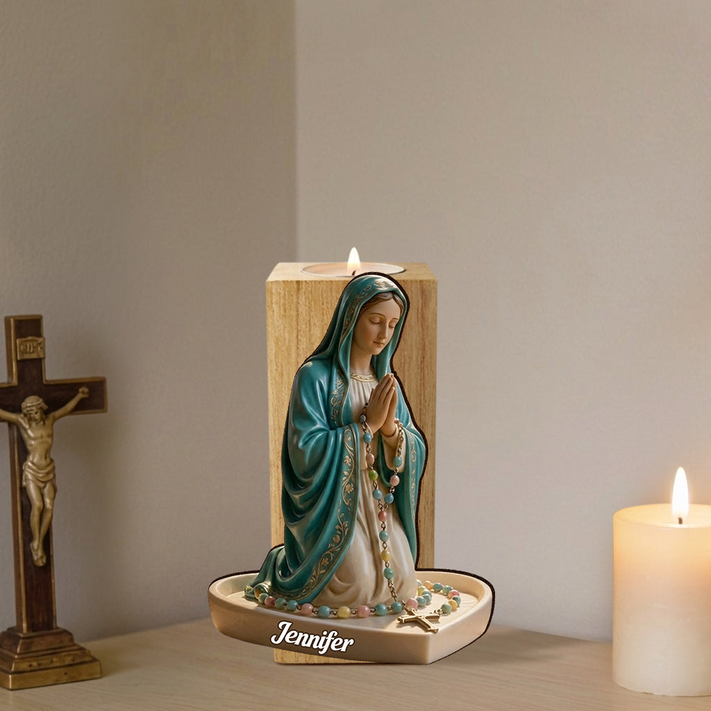 Believe - Personalized Christian Custom Shape Wooden Candle Holder
