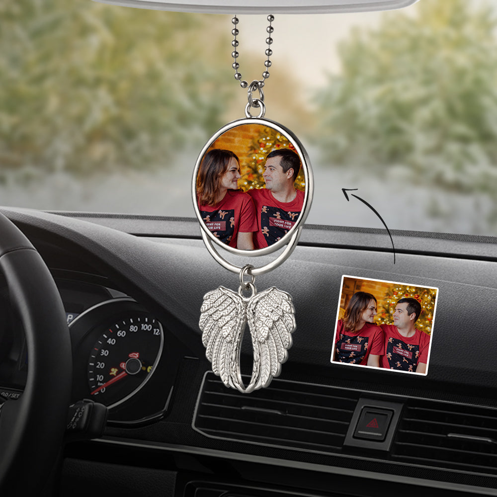 Any Family Photo - Personalized Wing Car ornament