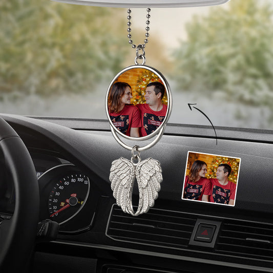 Any Family Photo - Personalized Wing Car ornament