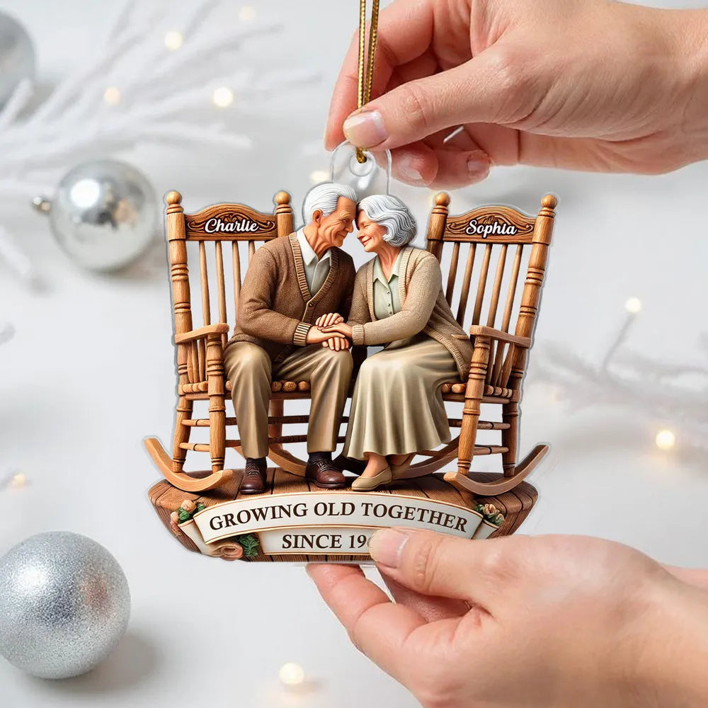Growing Old Together Couple Acrylic Ornament – Personalized Anniversary Gift