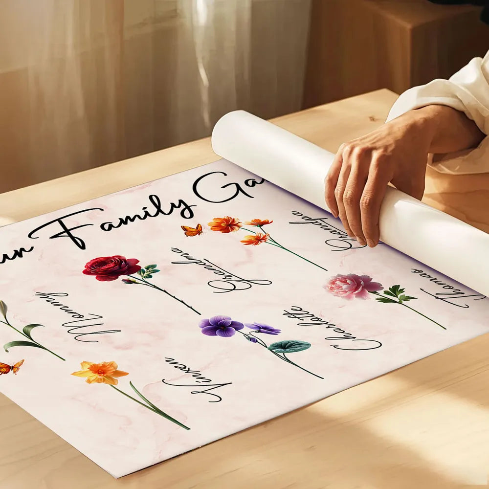Our Family Garden Poster – Personalized Floral Family Wall Art, Cozy Home Décor, a Heartwarming Gift for Parents or Grandparents