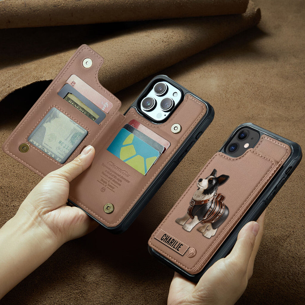 Cute Border Collie - Personalized Dog Wallet Phone Case