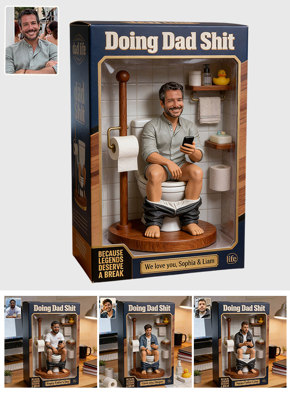 Custom Personalized Balck Dad "Doing Dad Shit" Action Figure – Funny Father's Day Gag Gift, Novelty Office Desk Toy, "Dad Life" Bathroom Man Cave Decor