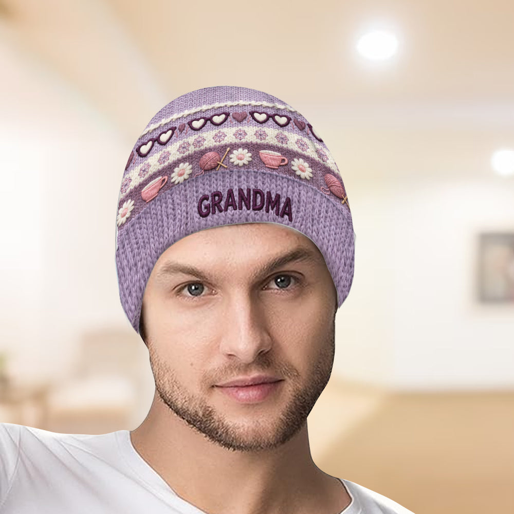 Grandma Mom - Personalized Grandma Beanie Hat