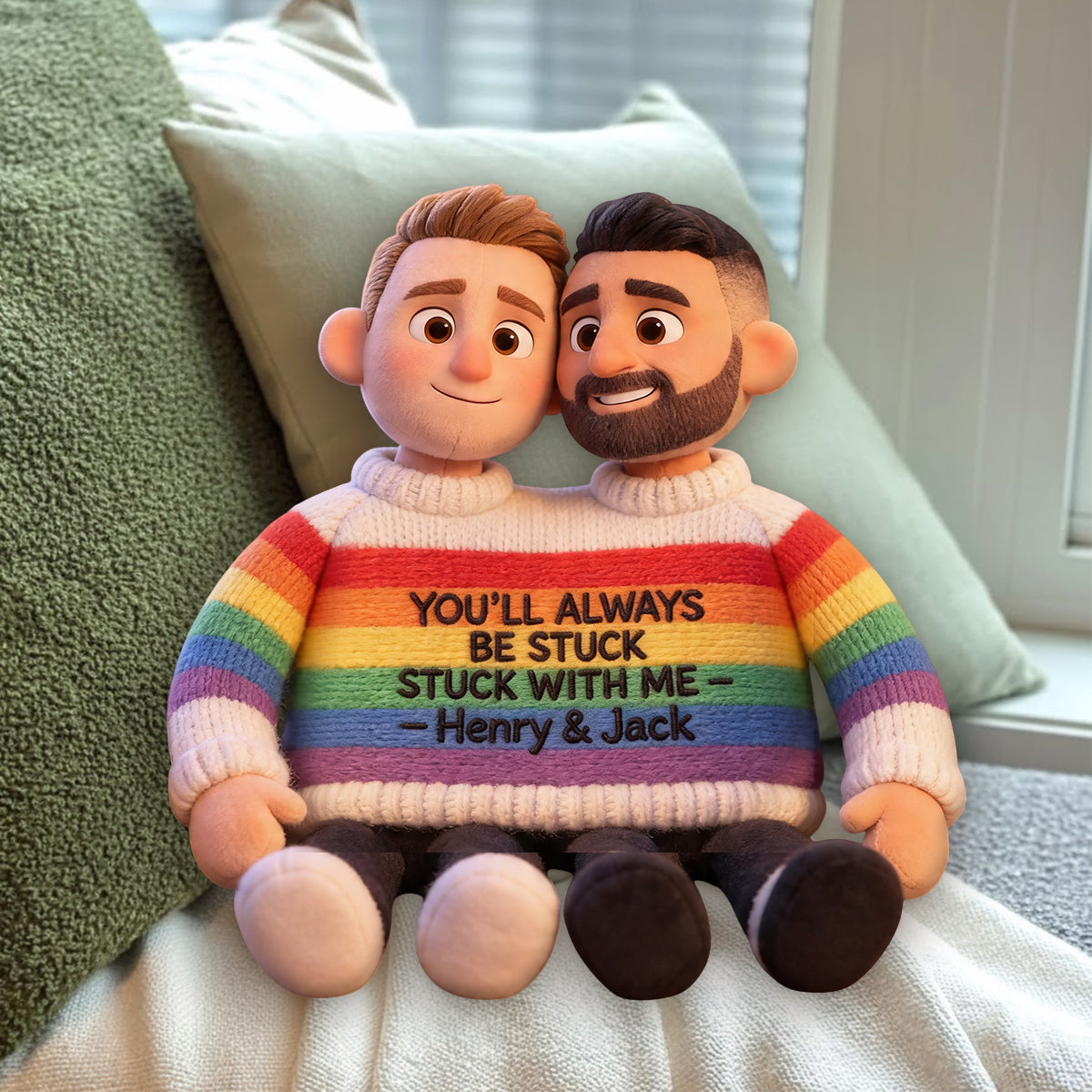 Custom Any Photo Love Is Love - Personalized LGBT Support Premium Faux Fur Pillow