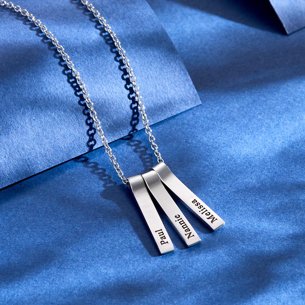 Any Name - Personalized Family Engraved Vertical 1-5 Names Necklace
