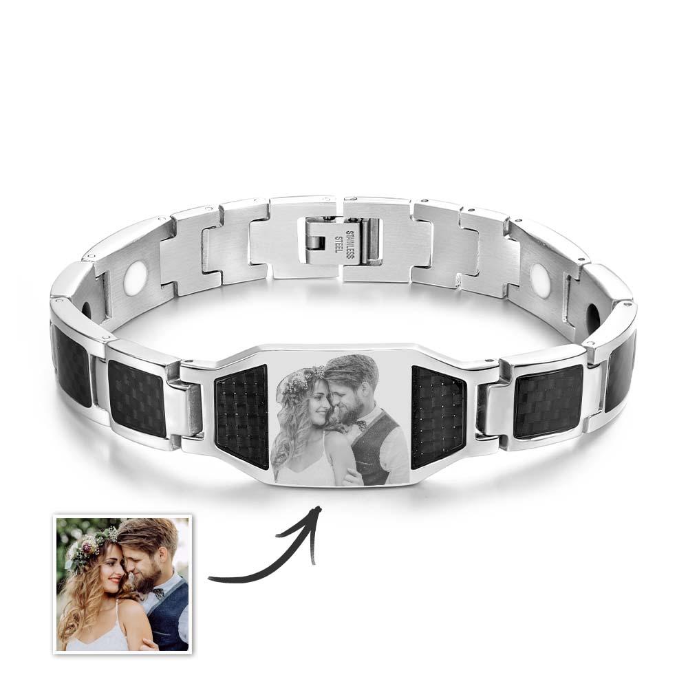 Any Photo - Personalized Photo ID Bar Men's Bracelet Bangle