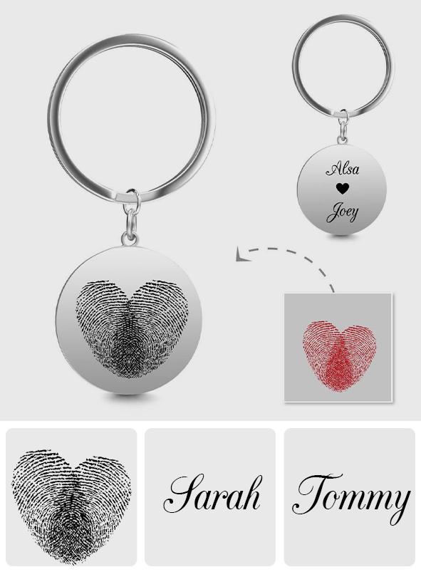 Custom Fingerprints Fingerprint Keychain - gift for girlfriend, boyfriend, wife, husband - Personalized Keychain