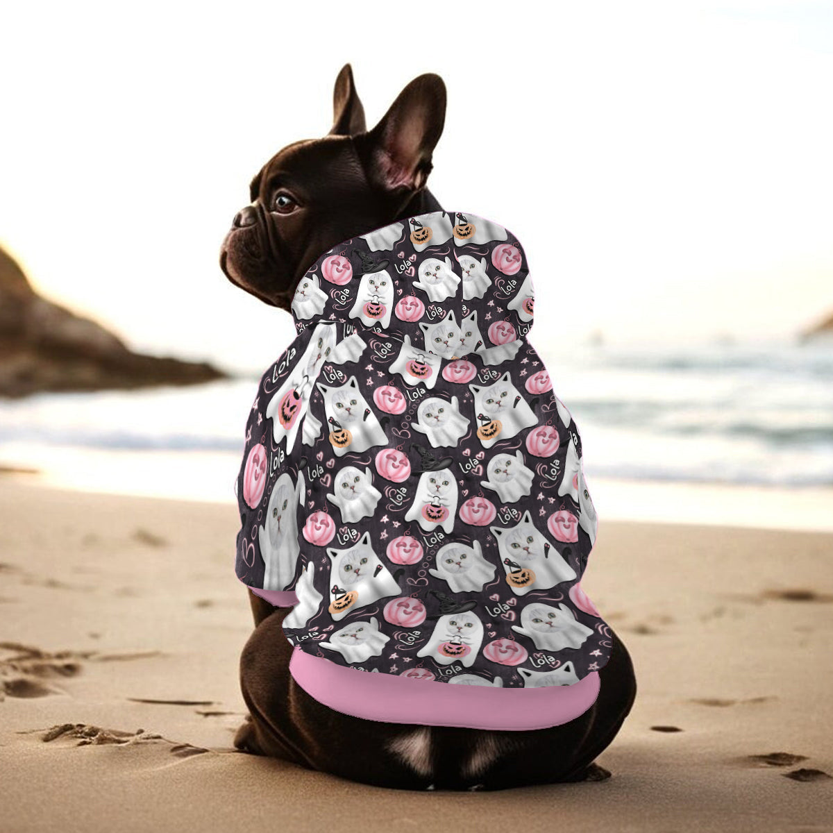 Halloween Cute Ghost Dog Cat - Personalized Dog Pet Hoodie
