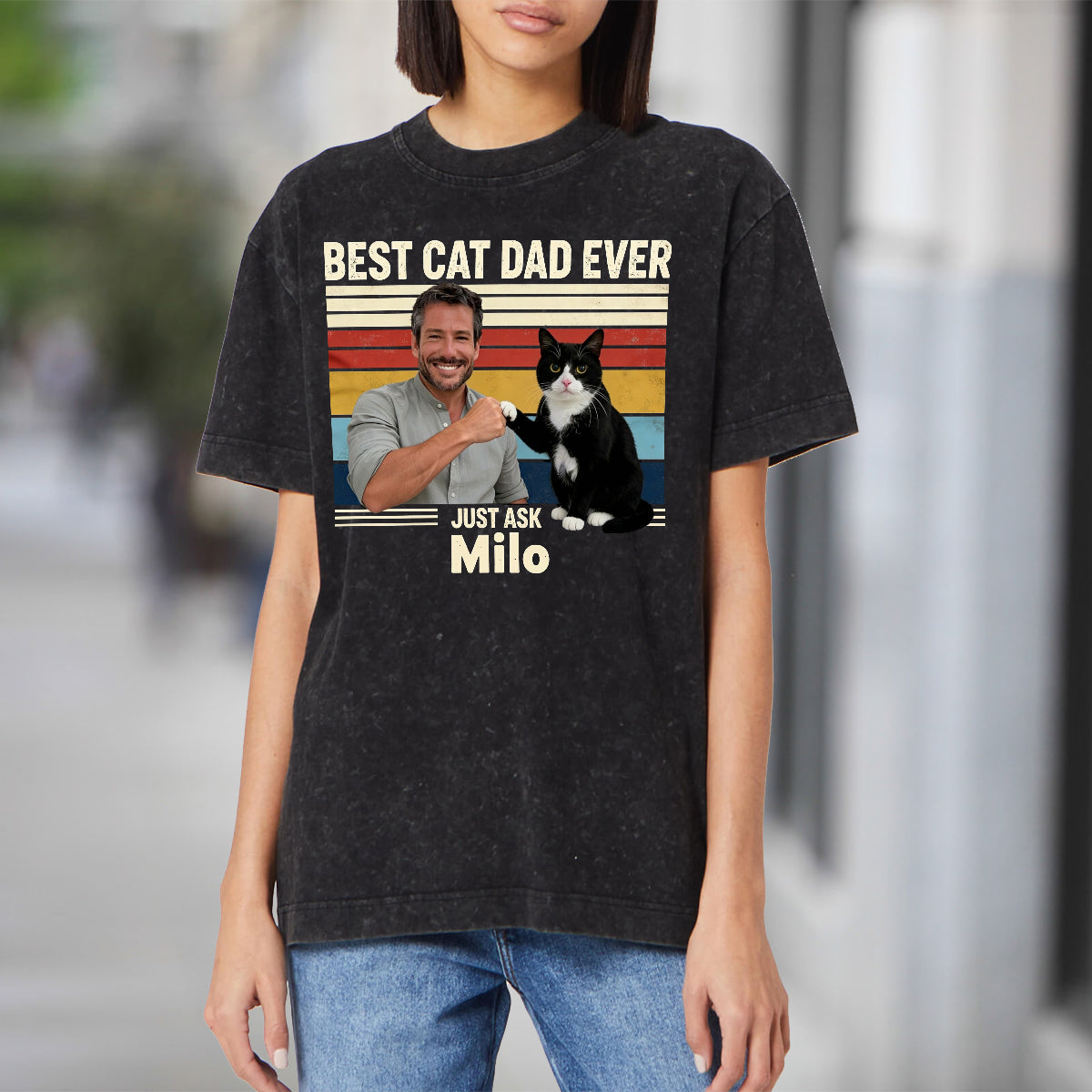 Best Cat Dad Ever - Personalized Cat Wash T-Shirt