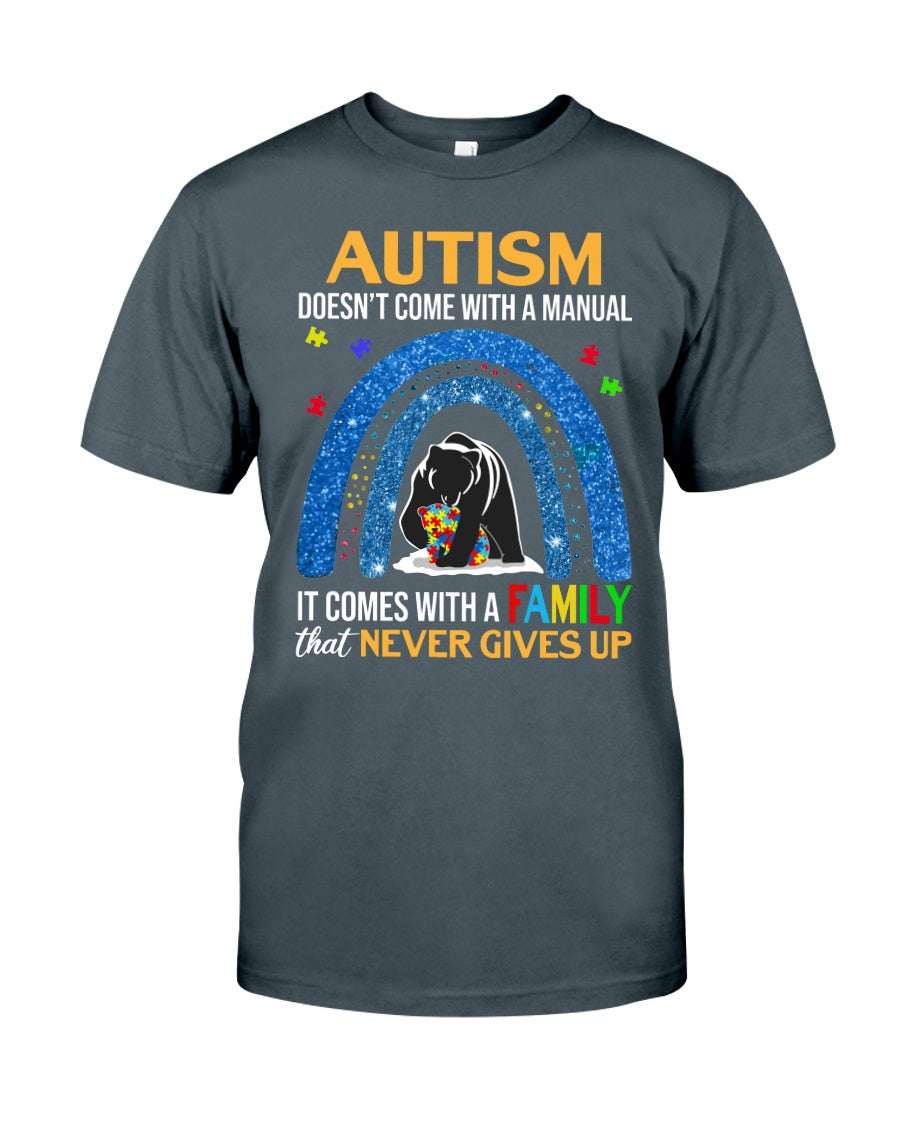 Autism Family Never Gives Up - Autism Awareness T-shirt and Hoodie 0921