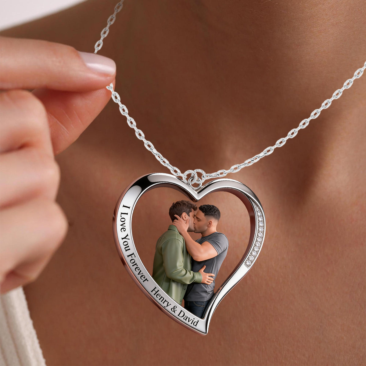 I Love You - Personalized LGBT Support Shaped Metal Pendant Necklace