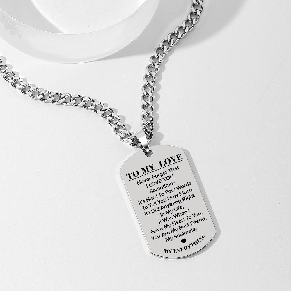 I Love You - Personalized Couple Steel Dog Tag Picture Necklace