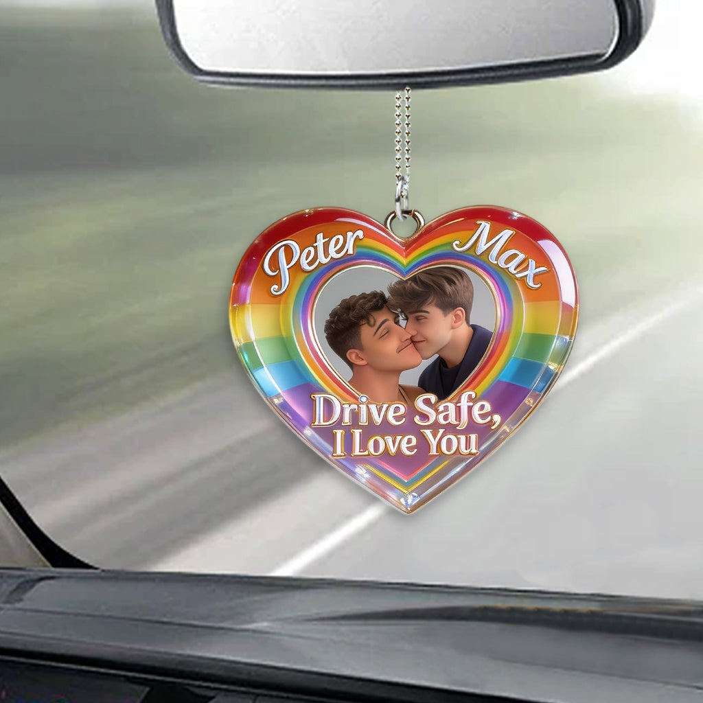 Drive Safe - Personalized LGBT Support Shaped Fur Pillow & Car Ornament