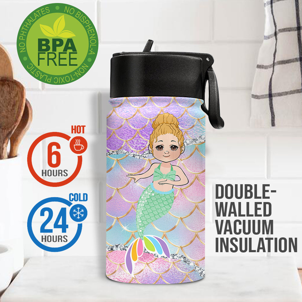 Little Mermaid - Personalized Family Kids Water Bottle