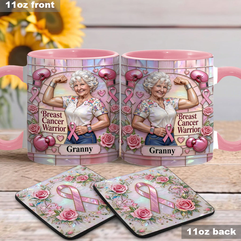 I'm A Warrior - Personalized Breast Cancer Awareness Accent Mug & Coaster