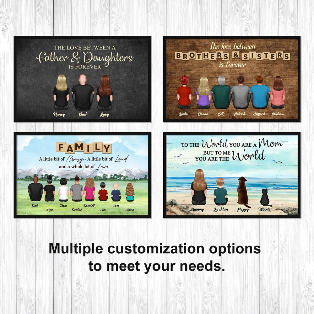 “The Love Between Brothers & Sisters Is Forever” Poster – Personalized Back View Wall Art in Vintage Wood Style, Perfect Gift for Christmas, Birthday or Family Reunion