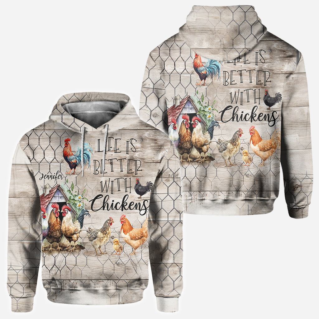 Life Is Better With Chickens - Personalized Chicken All Over Shirt