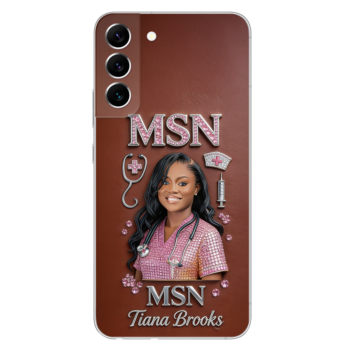Any Title - Gifts For Nurse, Doctor - Personalized Nurse 3D Embossed Leather Phone Case