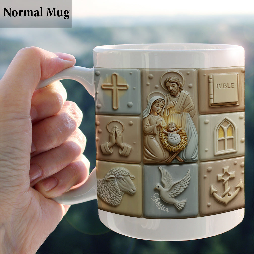 Holy Night Faith Hope Love - Personalized Christian Mug