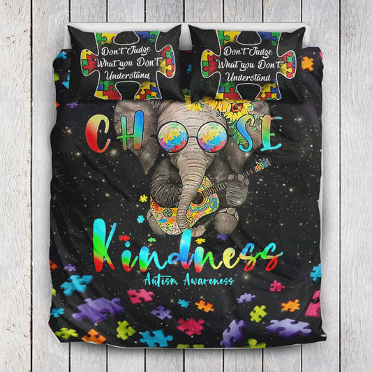 Elephant Autism Choose Kindness - Autism Awareness Quilt Set 0921
