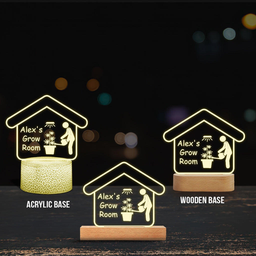 Grow Room - Personalized Weed Shaped Plaque Light Base