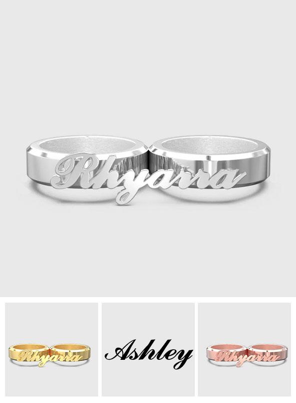 Engravable Two Fingers Ring - Personalized Ring