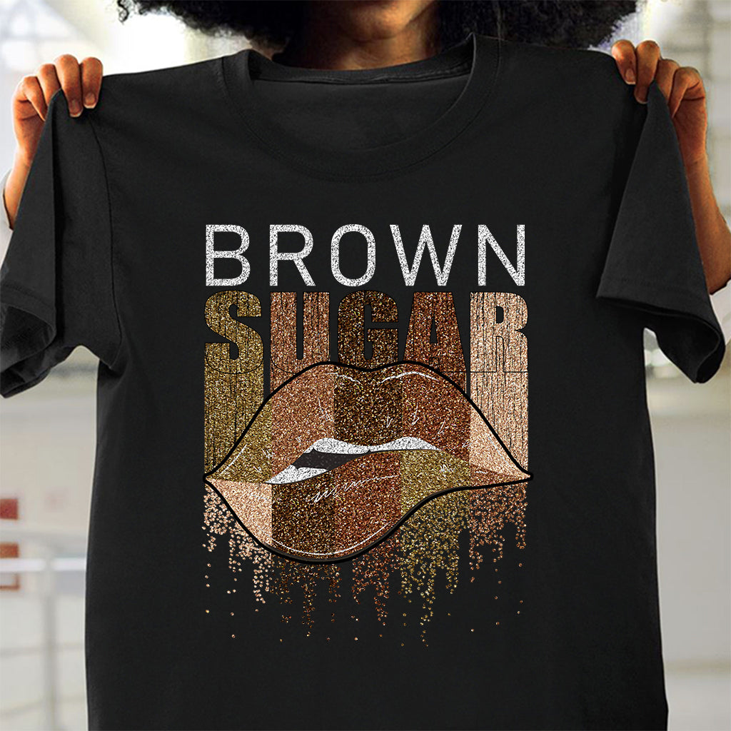 Brown Sugar - African American T-shirt and Hoodie With Faux Glitter Print 1121