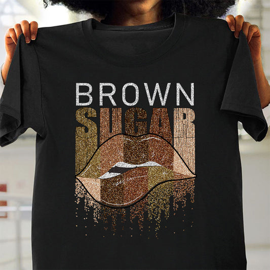 Brown Sugar - African American T-shirt and Hoodie With Faux Glitter Print 1121