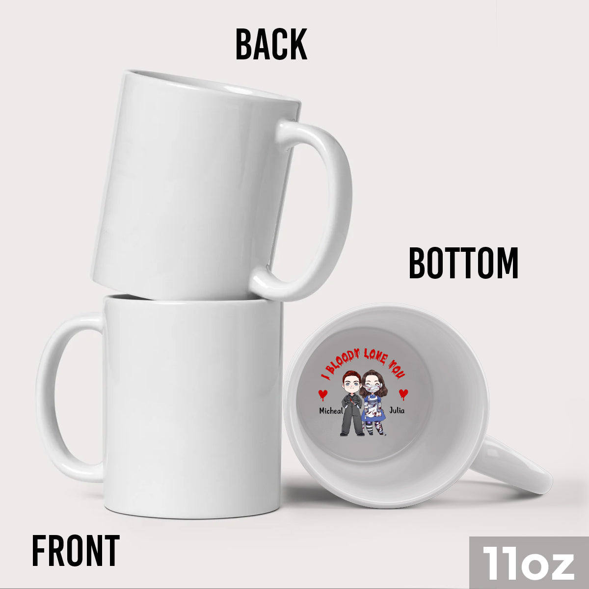 I Bloody Love You - Personalized Couple Hidden Message Mug