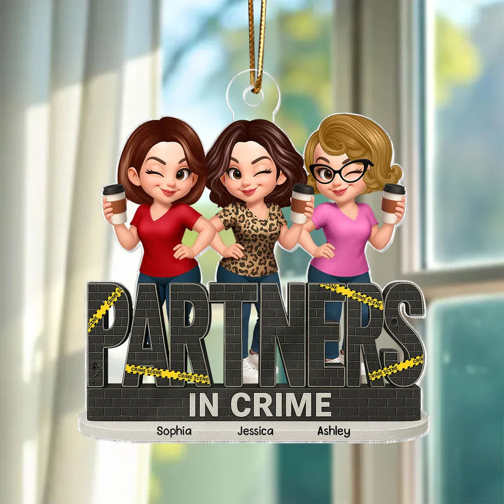 “Partners in Crime” Acrylic Ornament – Personalized Gift for Best Friends