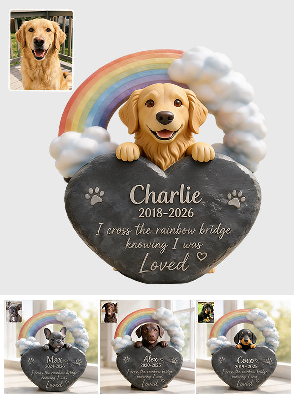 Cross The Rainbow Bridge - Personalized Dog Custom Shaped Acrylic Plaque
