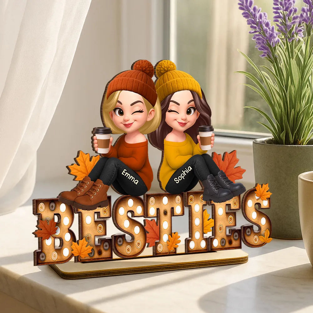Acrylic Ornament with Coffee Besties Design, Autumn Holiday Tree Décor, Perfect Friendship Gift