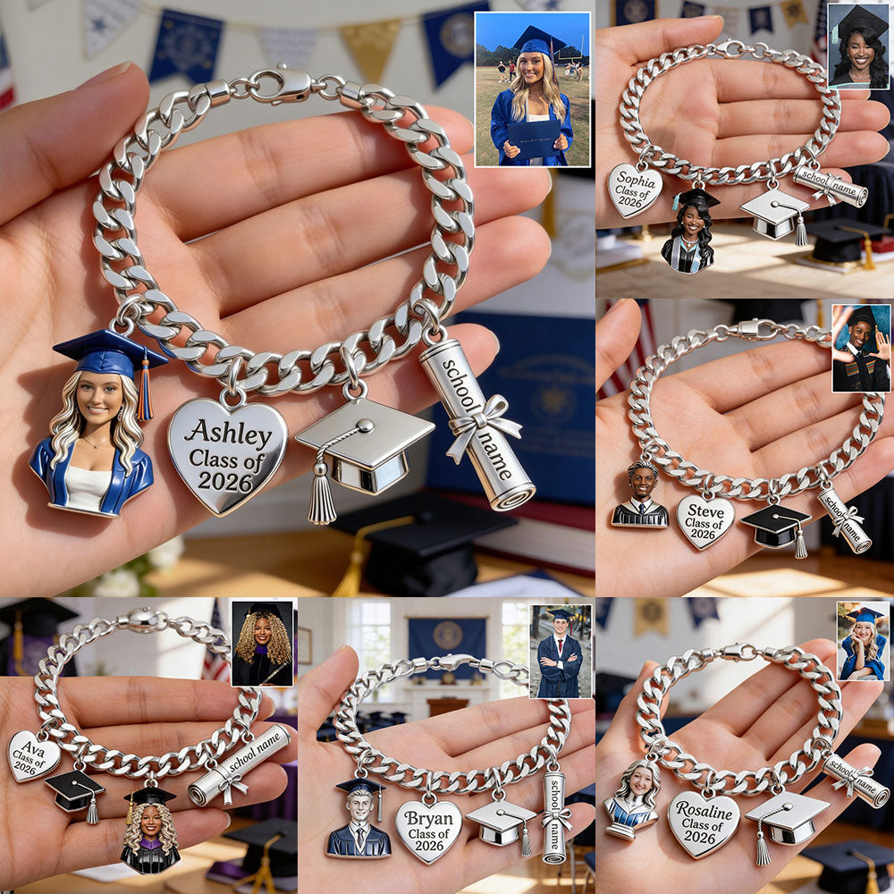 Class Of 2026 - Personalized Graduation Bracelet With Charms