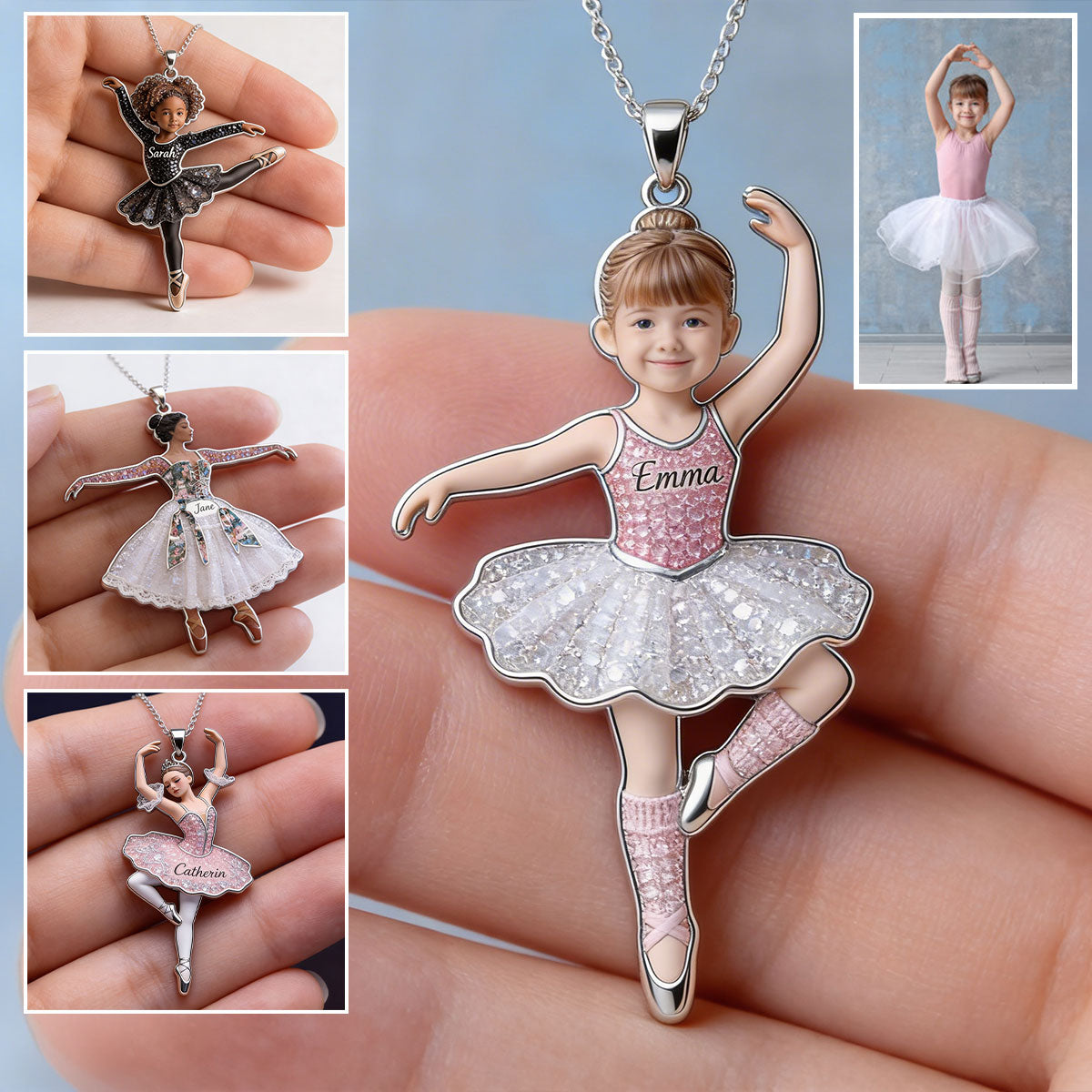 Love Ballet - Personalized Ballet Shaped Metal Pendant Necklace