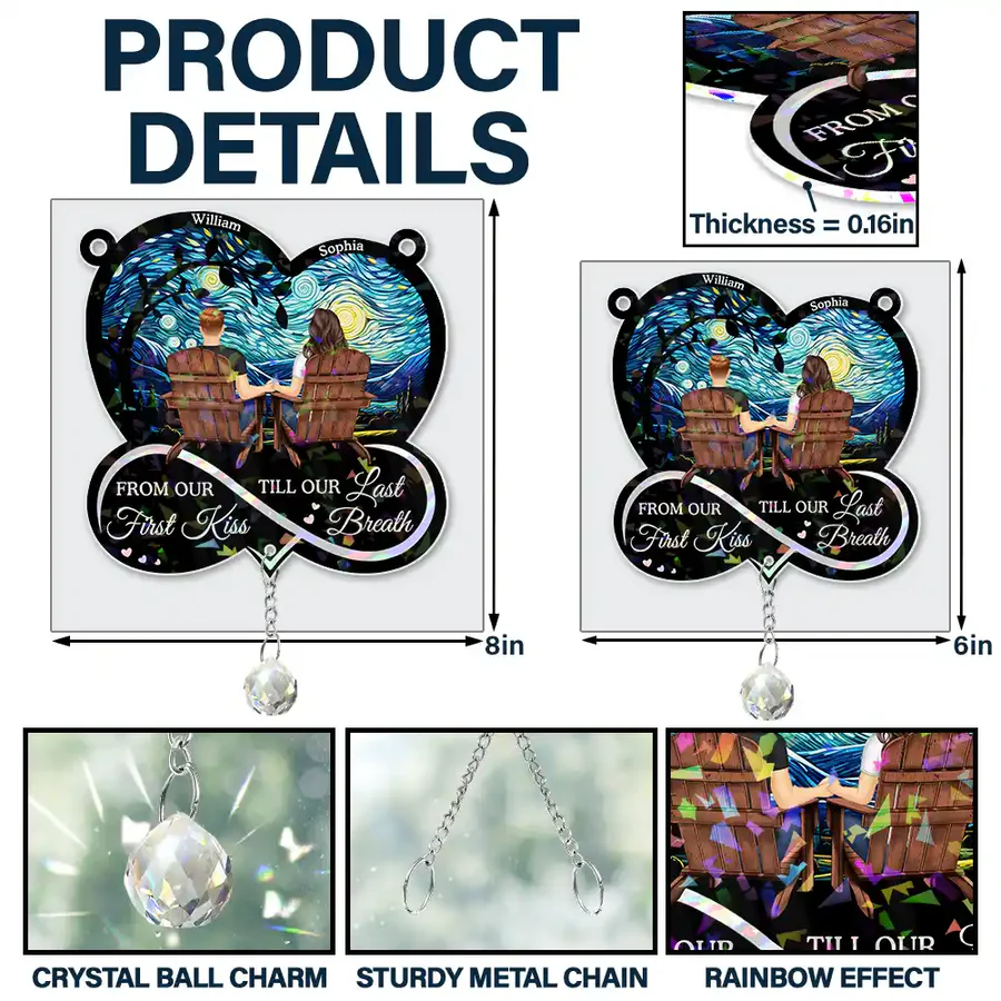 From Our First Kiss Till Our Last Breath Starry Sky Personalized Sun Catcher Ornament – Romantic Gift for Couple, Husband, Wife
