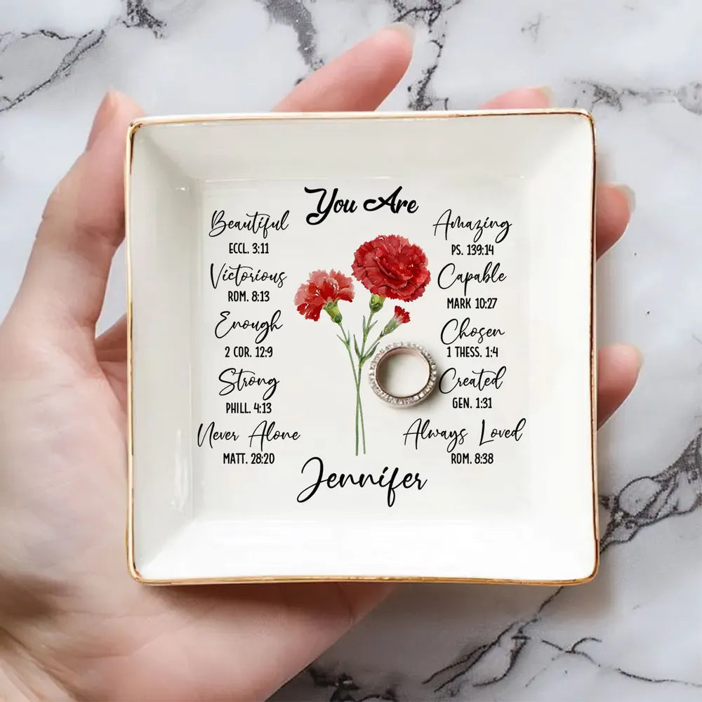 You Are Ceramic Jewelry Dish with Bible Verses – Personalized Christian Gift for Sister or Friend