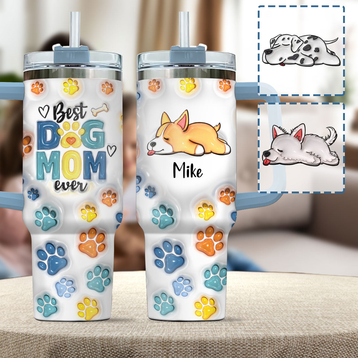 Best Dog Dad/ Mom Ever - Personalized Dog Tumbler With Handle