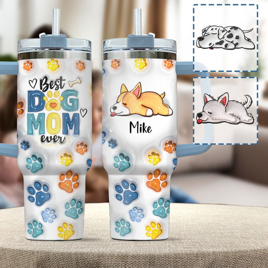 Best Dog Dad/ Mom Ever - Personalized Dog Tumbler With Handle