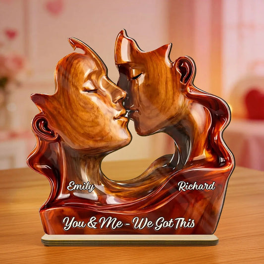 You & Me We Got This Personalized 2-Layer Wooden Plaque, Romantic Couple Keepsake for Anniversary or Valentine's Day Gift