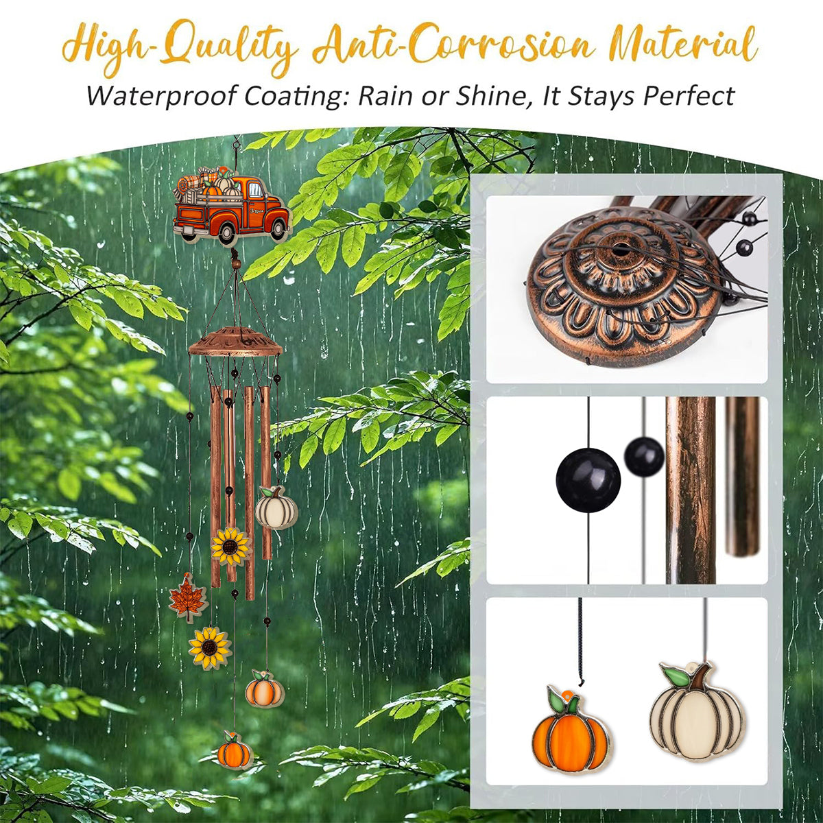 Autumn Truck - Personalized Autumn Wind Chime With Charms