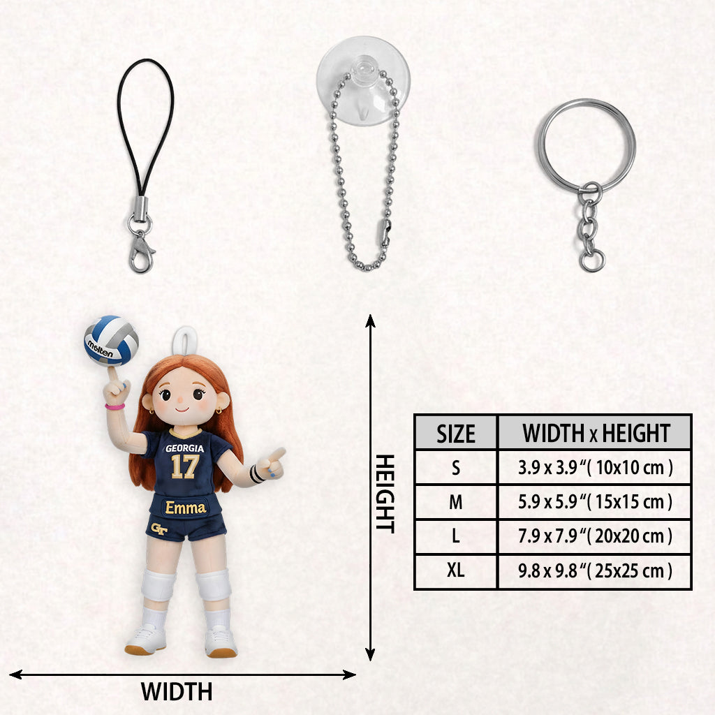 Custom Any Photo, Any Sport - Personalized Volleyball Plush Keychain