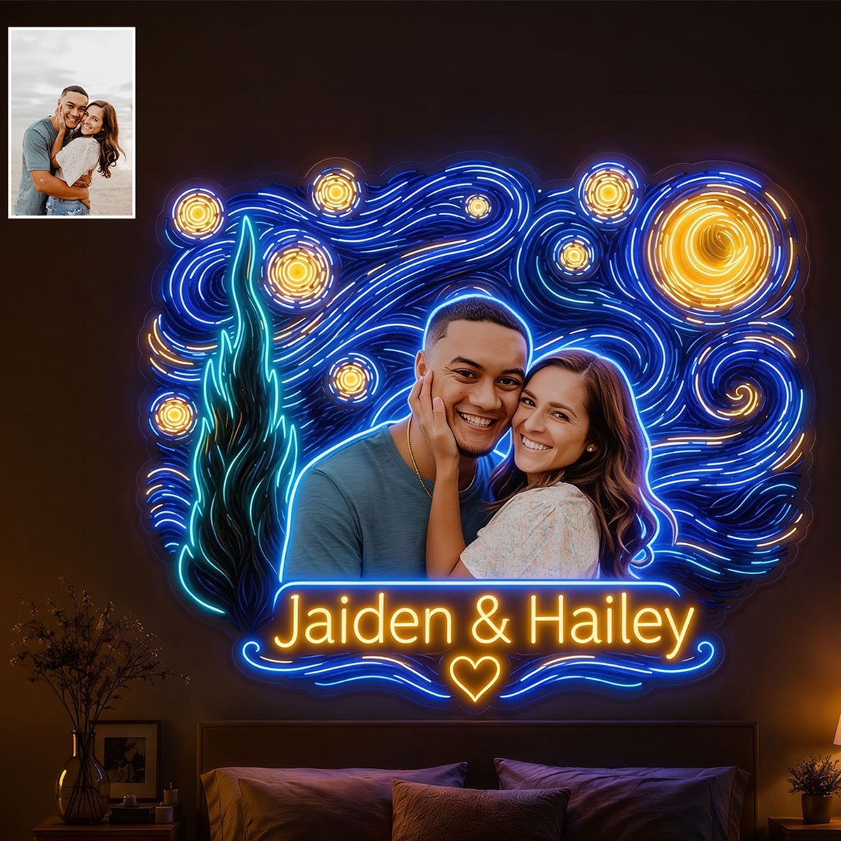 Beautiful Night Couple Gift - Personalized Couple Neon LED Light Sign