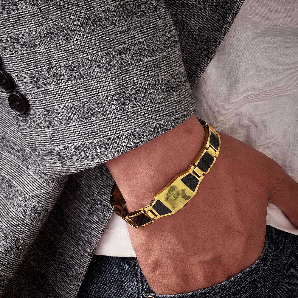 Any Photo - Personalized Photo ID Bar Men's Bracelet Bangle