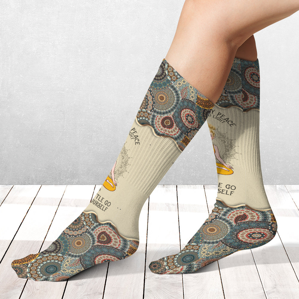 I'm Mostly Peace Love And Light - Personalized Yoga Socks
