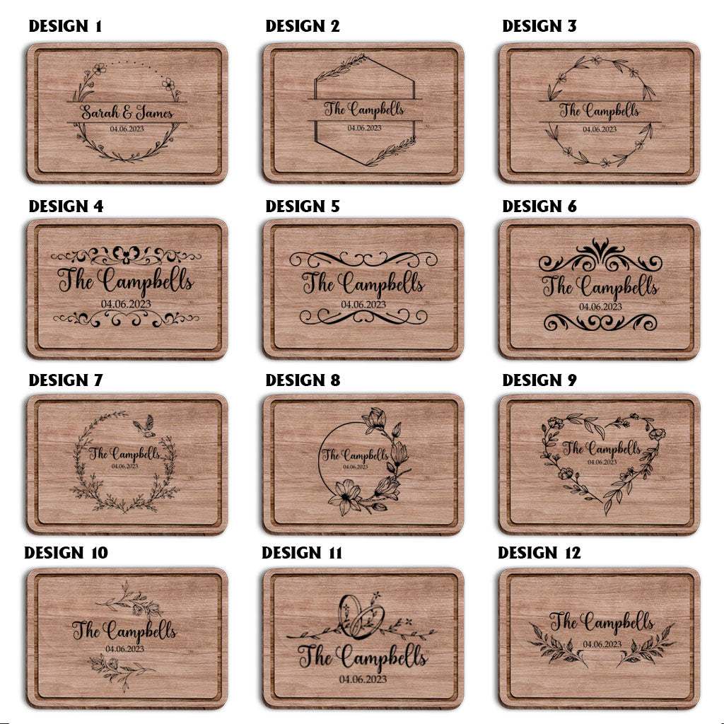 Cutting Board For Wedding Gift With Engraved Design - Personalized wedding Cutting Board