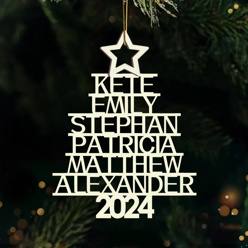 Custom Family Christmas Ornament - Personalized Wood/Acrylic Decor Gift