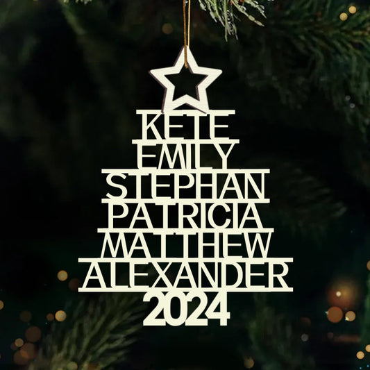 Custom Family Christmas Ornament - Personalized Wood/Acrylic Decor Gift