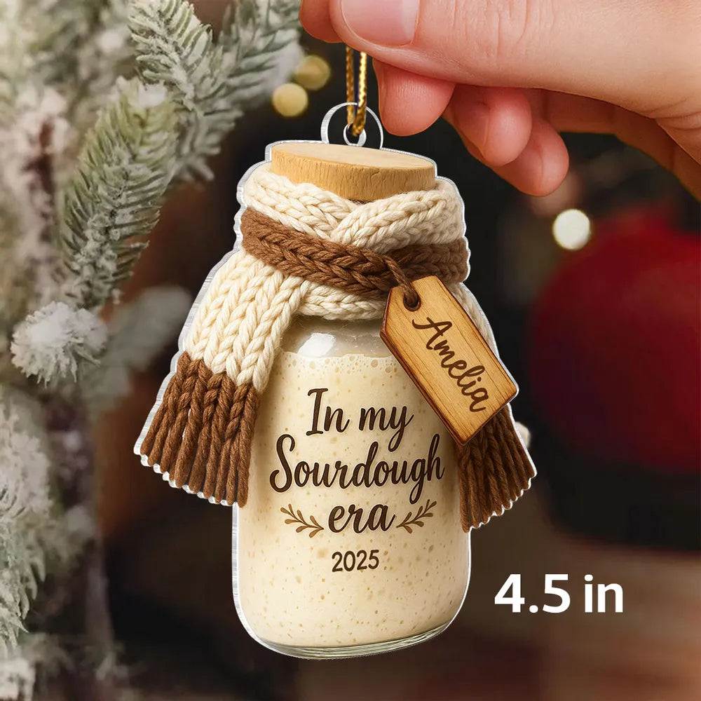 Personalized Acrylic Ornament In My Sourdough Era Cute Jar Design Christmas Tree Decor Unique Gift for Bakers