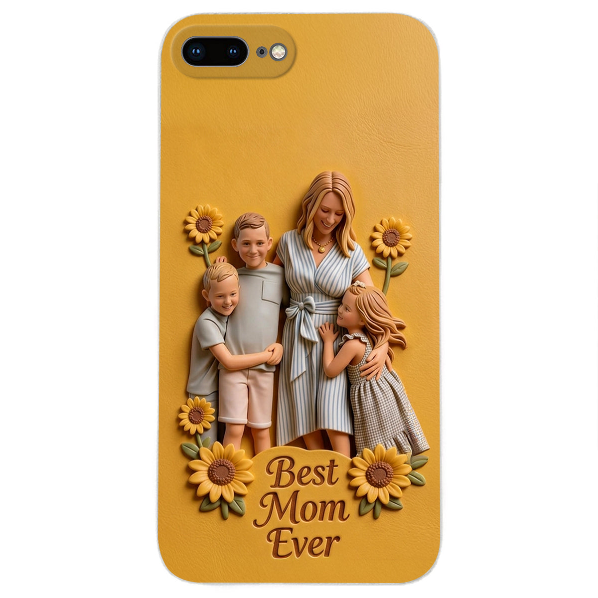 Best Mom Ever - Personalized Mother 3D Embossed Leather Phone Case